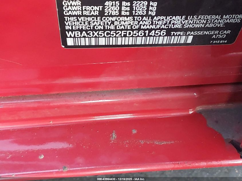 2015 BMW 328I Gran Turismo xDrive VIN: WBA3X5C52FD561456 Lot: 43964430