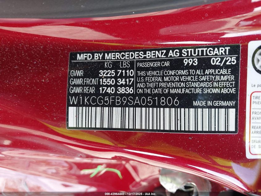 2025 Mercedes-Benz Amg Eqs 4Matic VIN: W1KCG5FB9SA051806 Lot: 43964443