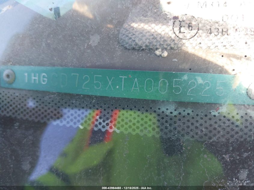 1996 Honda Accord Ex/Ex-R VIN: 1HGCD725XTA005225 Lot: 43964468