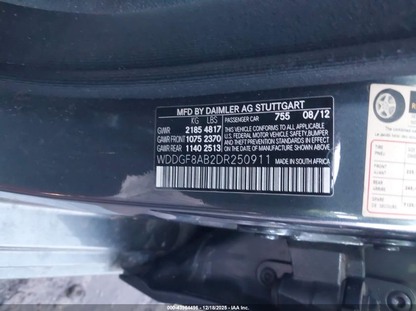 2013 Mercedes-Benz C 300 Sport 4Matic VIN: WDDGF8AB2DR250911 Lot: 43964496