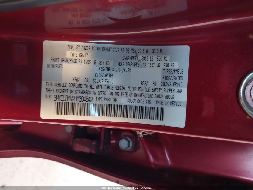 2018 Toyota Yaris Ia VIN: 3MYDLBYV2JY304542 Lot: 43964562