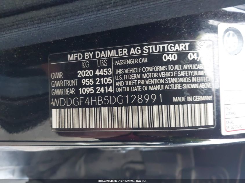 2013 Mercedes-Benz C 250 Sport VIN: WDDGF4HB5DG128991 Lot: 43964686