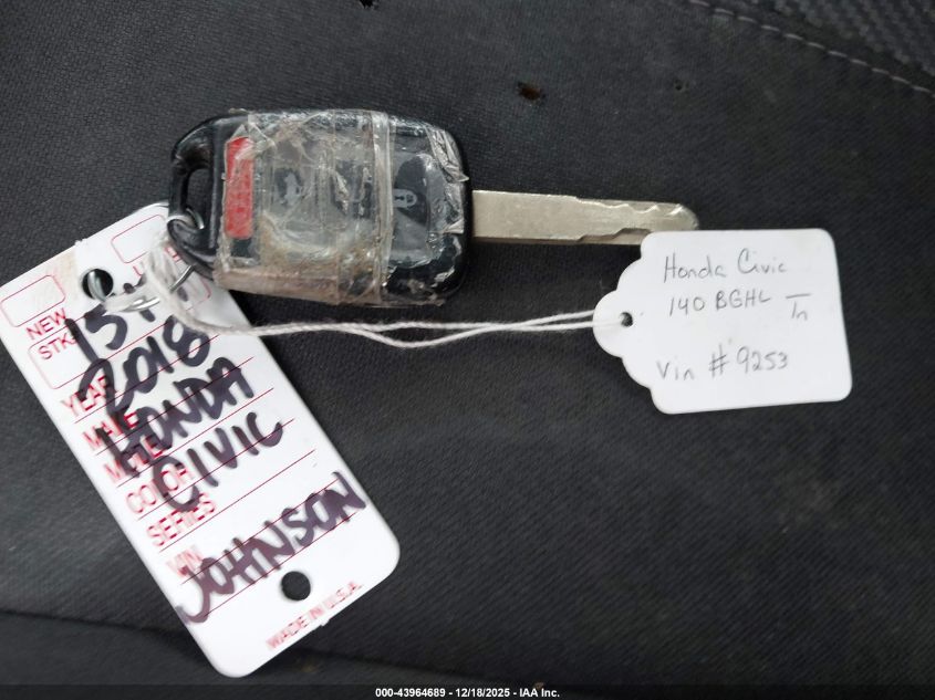 2018 Honda Civic Lx VIN: 2HGFC2F50JH529253 Lot: 43964689