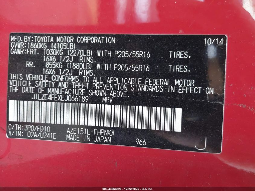 2014 Scion Xb VIN: JTLZE4FEXEJ066189 Lot: 43964820