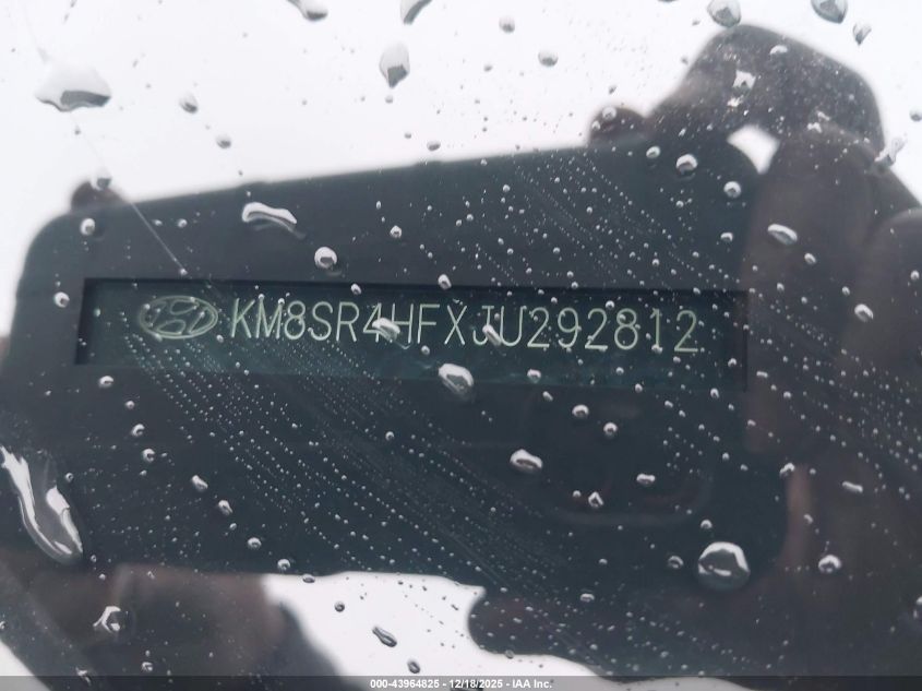 2018 Hyundai Santa Fe Se Ultimate VIN: KM8SR4HFXJU292812 Lot: 43964825