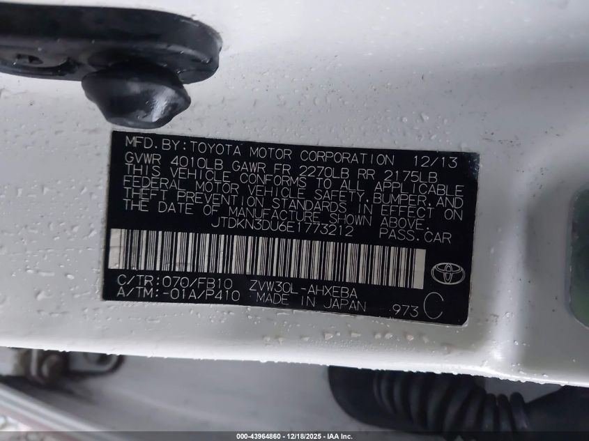 2014 Toyota Prius Three VIN: JTDKN3DU6E1773212 Lot: 43964860