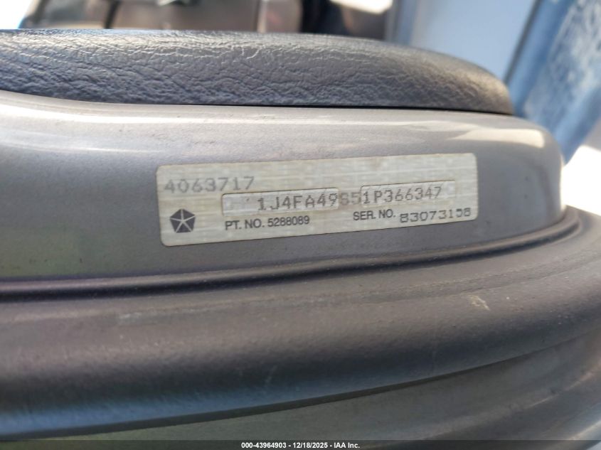 2001 Jeep Wrangler Sport VIN: 1J4FA49S51P366347 Lot: 43964903