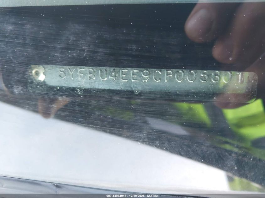 2012 Toyota Corolla S VIN: 5YFBU4EE9CP005801 Lot: 43964918