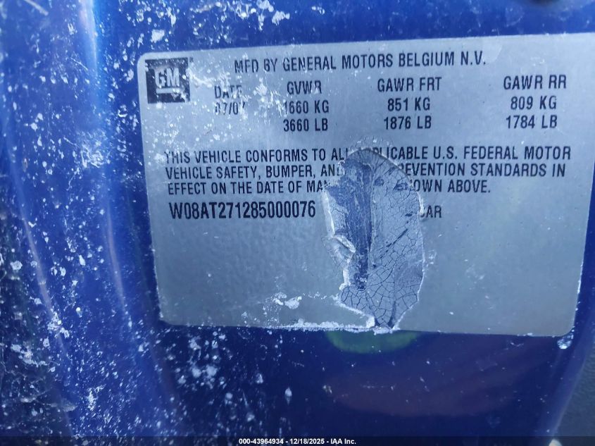 2008 Saturn Astra Xr VIN: W08AT271285000076 Lot: 43964934