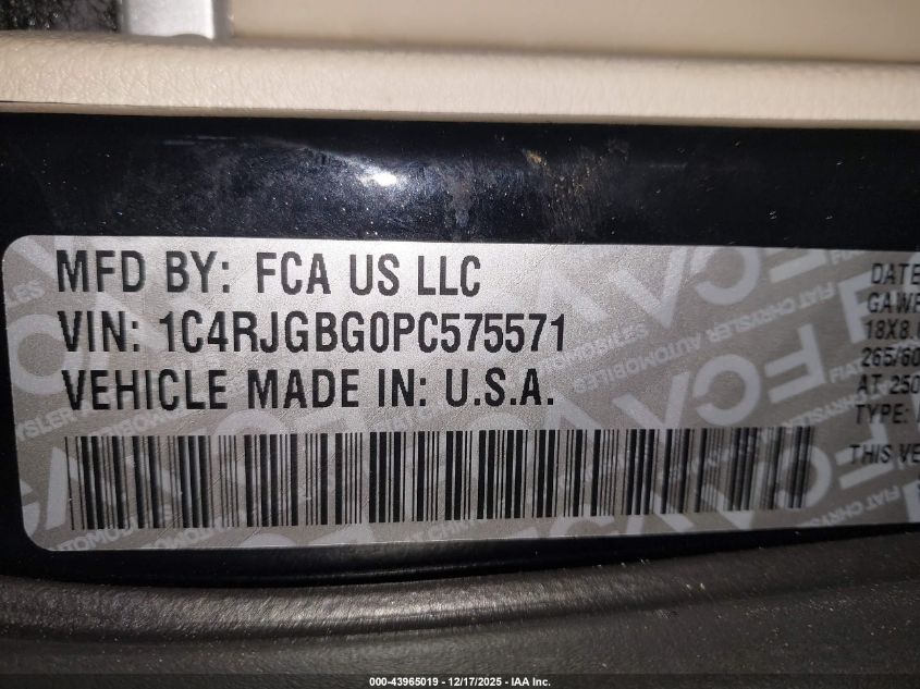 2023 Jeep Grand Cherokee Limited 4X2 VIN: 1C4RJGBG0PC575571 Lot: 43965019