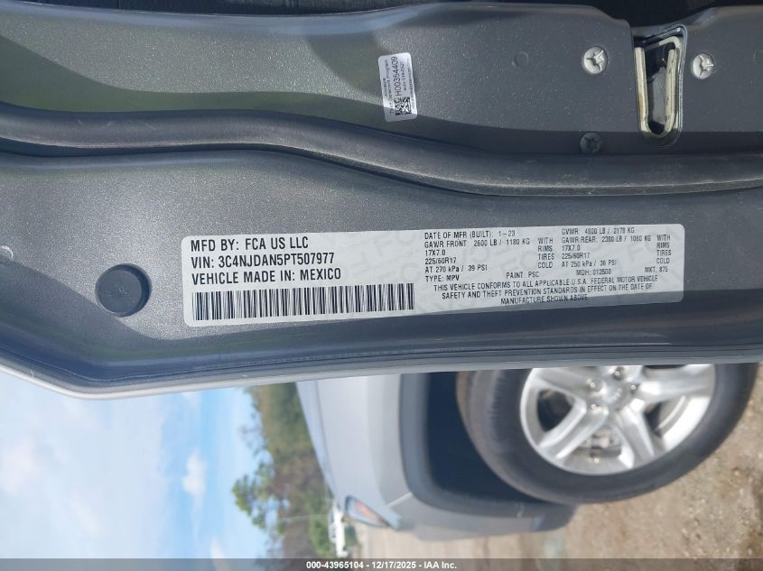 2023 Jeep Compass Sport 4X4 VIN: 3C4NJDAN5PT507977 Lot: 43965104
