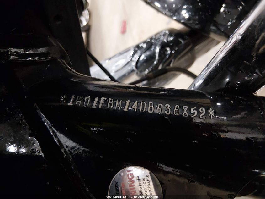 2013 Harley-Davidson Flhr Road King VIN: 1HD1FBM14DB636852 Lot: 43965166
