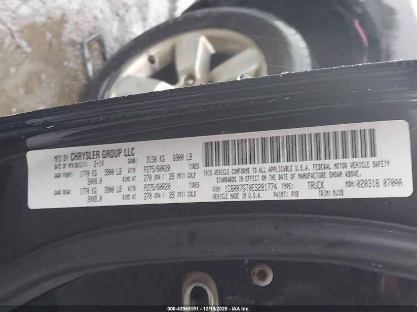 2014 Ram 1500 Big Horn VIN: 1C6RR7GT0ES281774 Lot: 43965191