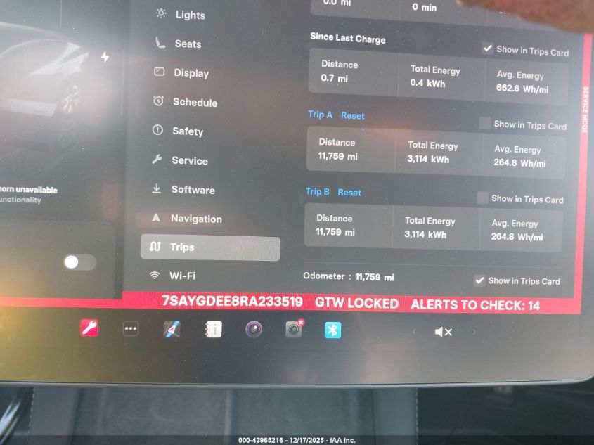 2024 Tesla Model Y Long Range Dual Motor All-Wheel Drive VIN: 7SAYGDEE8RA233519 Lot: 43965216