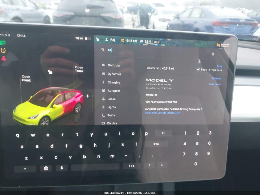 2023 Tesla Model Y Awd/Long Range Dual Motor All-Wheel Drive VIN: 7SAYGDEE4PF684785 Lot: 43965241