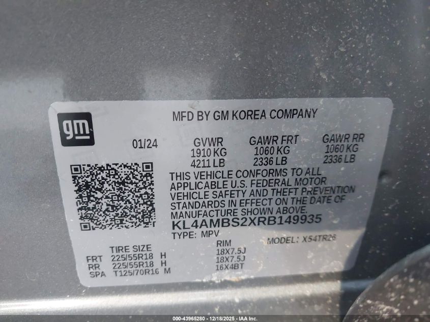 2024 Buick Encore Gx Preferred Fwd VIN: KL4AMBS2XRB149935 Lot: 43965280