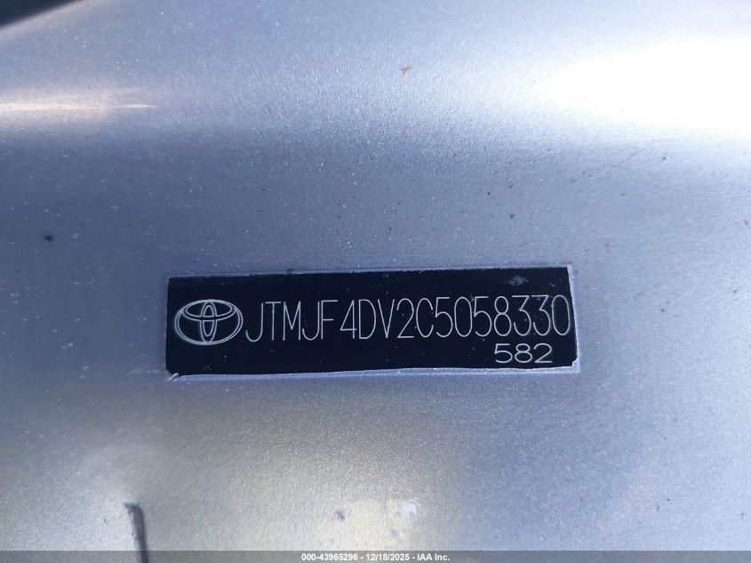 2012 Toyota Rav4 VIN: JTMJF4DV2C5058330 Lot: 43965296