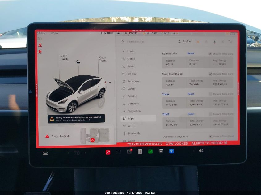 2023 Tesla Model Y Awd/Long Range Dual Motor All-Wheel Drive VIN: 7SAYGDEE2PA123417 Lot: 43965300