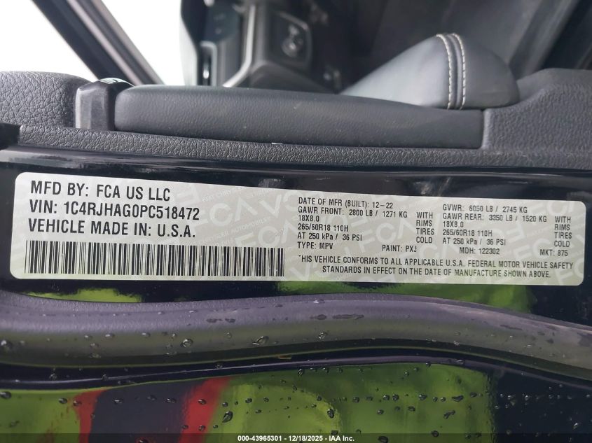 2023 Jeep Grand Cherokee Laredo 4X4 VIN: 1C4RJHAG0PC518472 Lot: 43965301