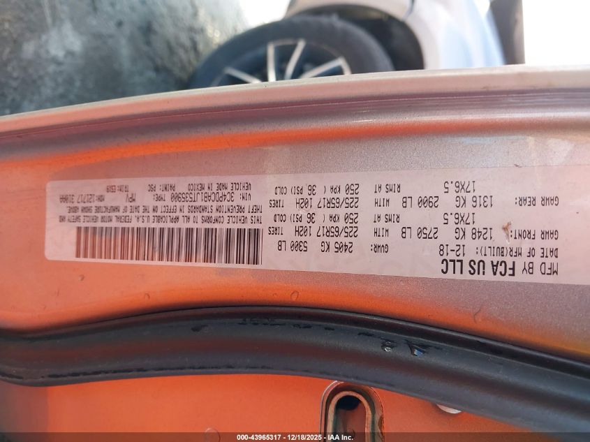 2018 Dodge Journey Se VIN: 3C4PDCAB1JT535900 Lot: 43965317