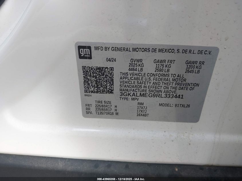 2024 GMC Terrain Fwd Sle VIN: 3GKALMEG9RL333441 Lot: 43965358