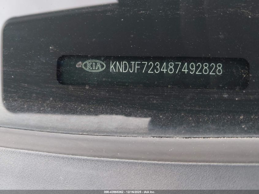 2008 Kia Sportage Lx V6 VIN: KNDJF723487492828 Lot: 43965362