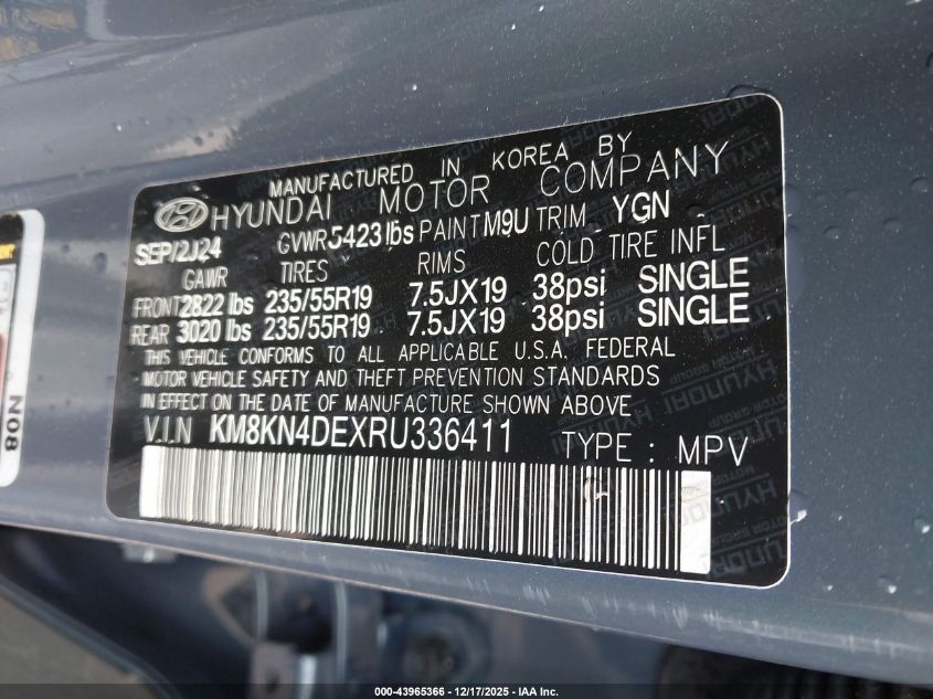 2024 Hyundai Ioniq 5 Sel VIN: KM8KN4DEXRU336411 Lot: 43965366