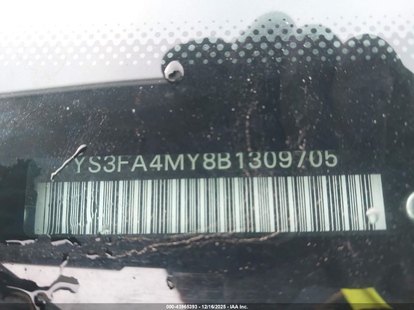 2011 Saab 9-3 Turbo4 VIN: YS3FA4MY8B1309705 Lot: 43965393
