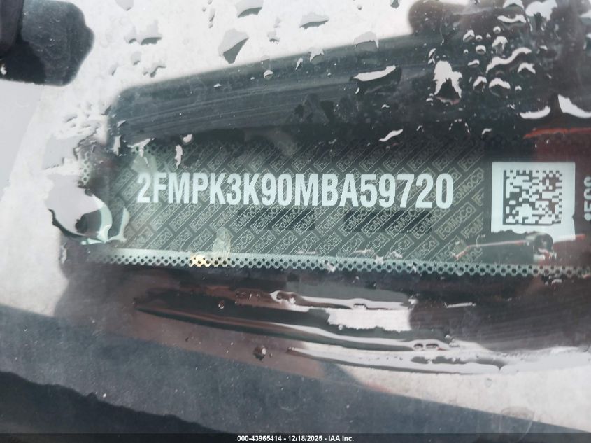 2021 Ford Edge Titanium VIN: 2FMPK3K90MBA59720 Lot: 43965414