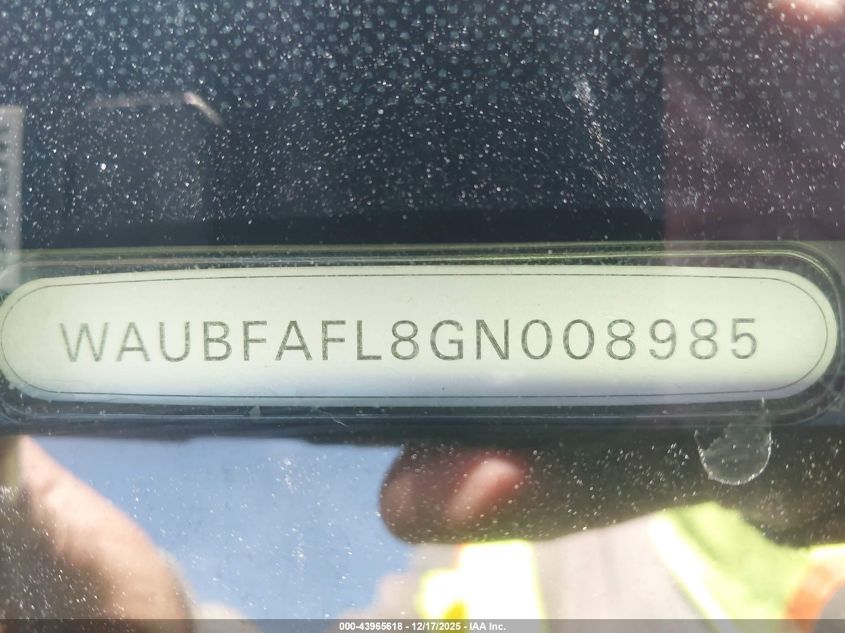 2016 Audi A4 2.0T Premium VIN: WAUBFAFL8GN008985 Lot: 43965618