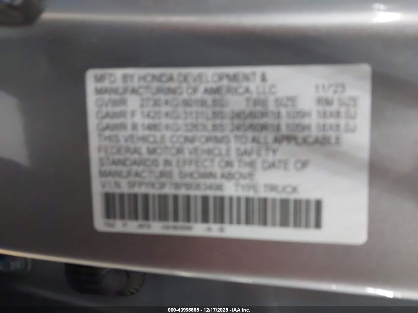 2023 Honda Ridgeline Rtl-E VIN: 5FPYK3F78PB063496 Lot: 43965665