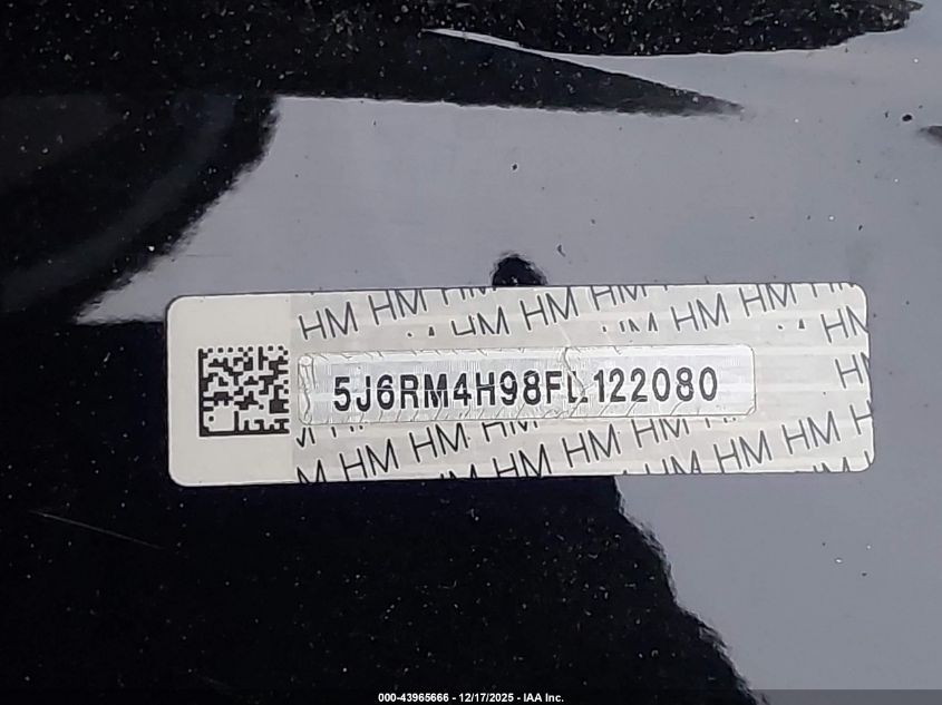 2015 Honda Cr-V Touring VIN: 5J6RM4H98FL122080 Lot: 43965666