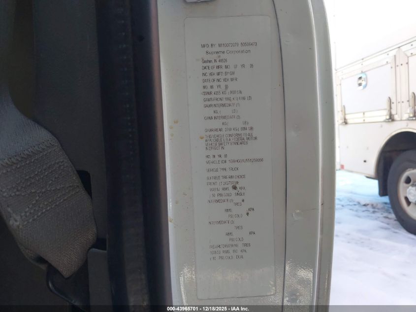 2005 Chevrolet Express Cutaway VIN: 1GBHG31U551259056 Lot: 43965701