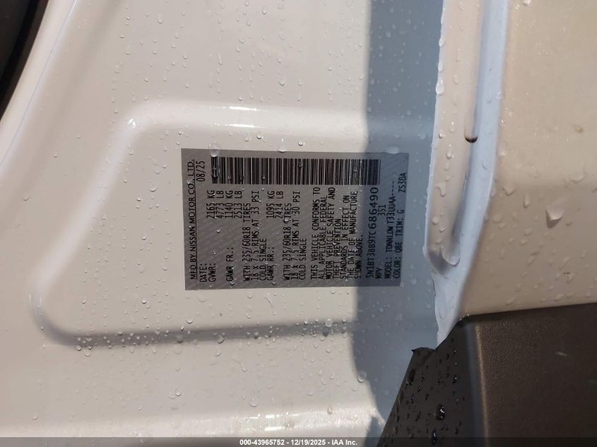 2026 Nissan Rogue Sv VIN: 5N1BT3BB9TC686490 Lot: 43965752