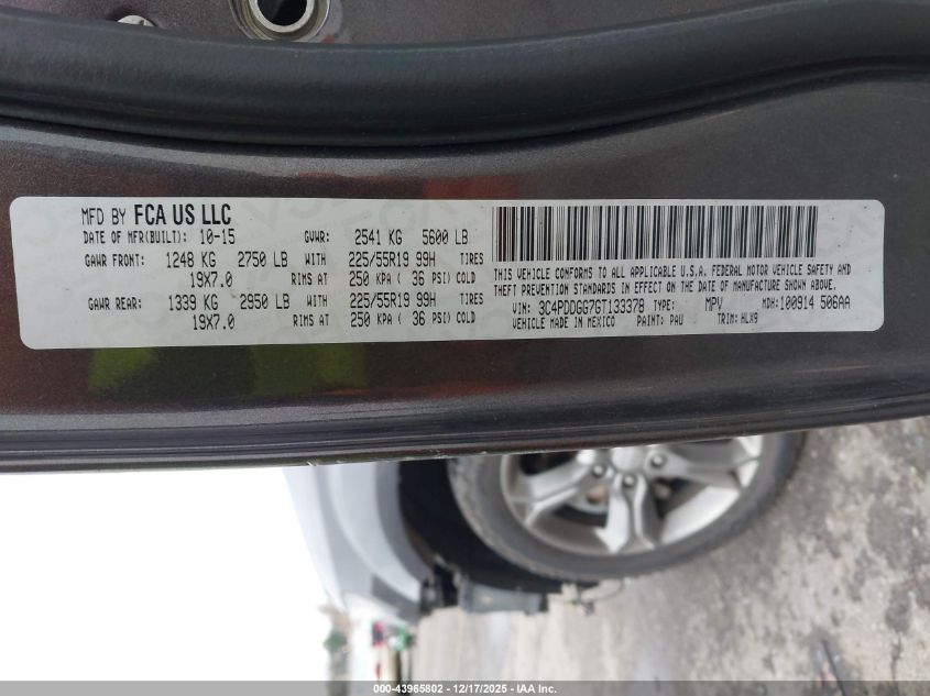 2016 Dodge Journey Crossroad Plus VIN: 3C4PDDGG7GT133378 Lot: 43965802