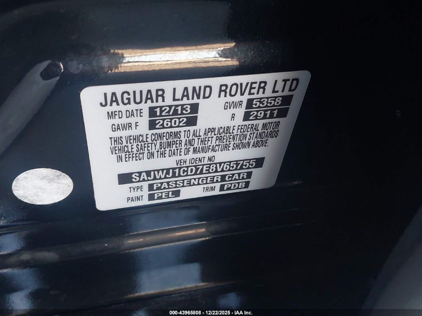 2014 Jaguar Xj VIN: SAJWJ1CD7E8V65755 Lot: 43965808