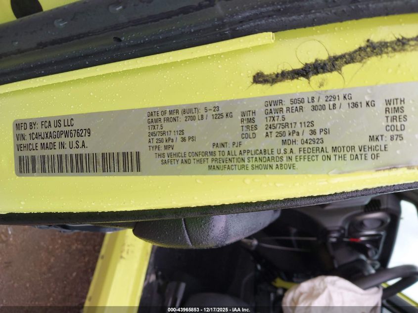 2023 Jeep Wrangler 2-Door Sport S 4X4 VIN: 1C4HJXAG0PW676279 Lot: 43965853