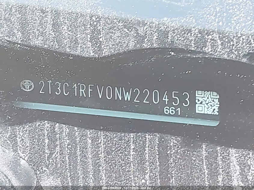 2022 Toyota Rav4 Xle Premium VIN: 2T3C1RFV0NW220453 Lot: 43965920