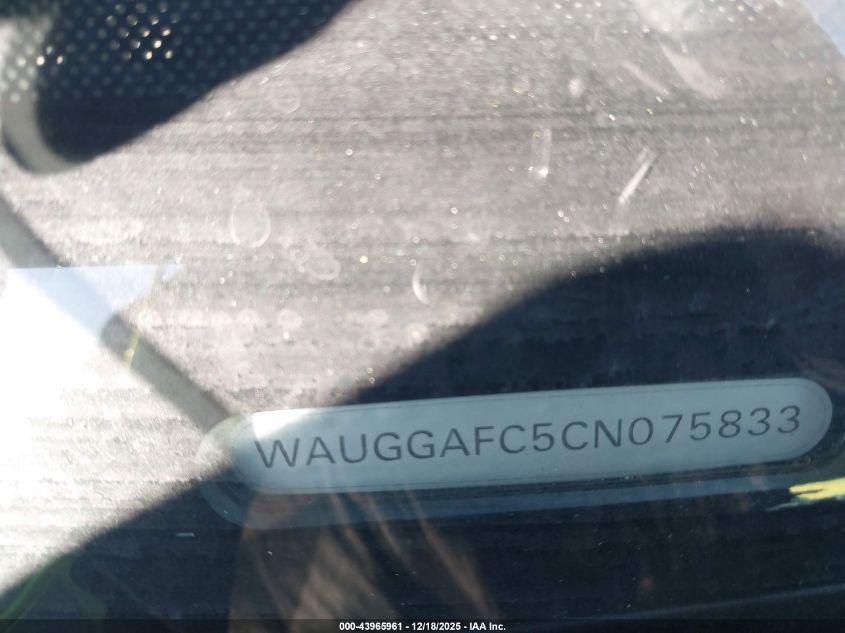 2012 Audi A6 3.0 Premium VIN: WAUGGAFC5CN075833 Lot: 43965961