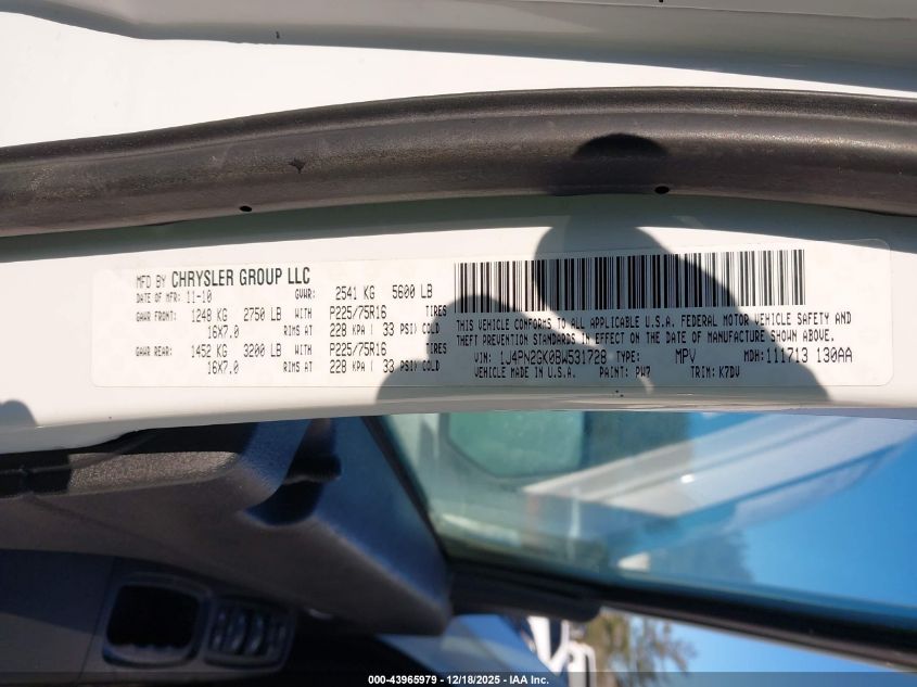 2011 Jeep Liberty Sport VIN: 1J4PN2GK0BW531728 Lot: 43965979