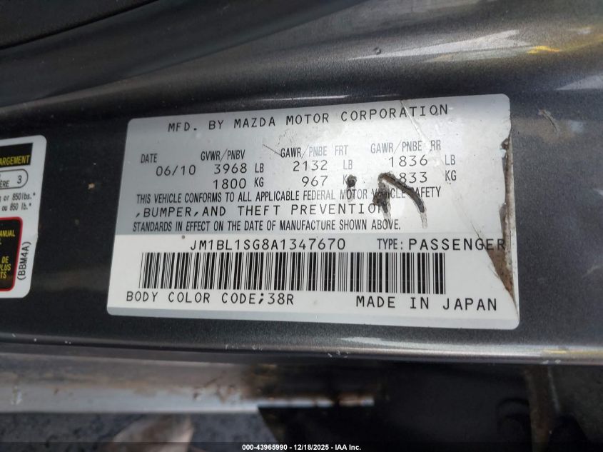 2010 Mazda Mazda3 I Touring VIN: JM1BL1SG8A1347670 Lot: 43965990