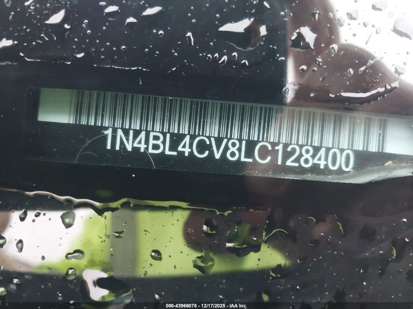 2020 Nissan Altima Sr Fwd VIN: 1N4BL4CV8LC128400 Lot: 43966078