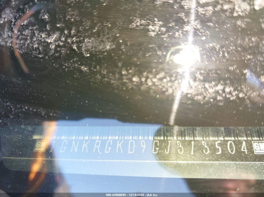 2016 Chevrolet Traverse 1Lt VIN: 1GNKRGKD9GJ313504 Lot: 43966099