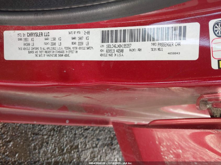 2008 Dodge Avenger Se VIN: 1B3LC46JX8N195357 Lot: 43966128