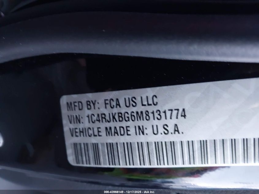 2021 Jeep Grand Cherokee L Limited 4X4 VIN: 1C4RJKBG6M8131774 Lot: 43966149