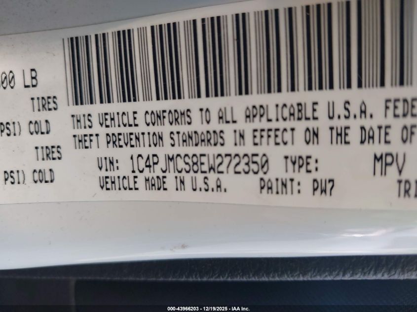 2014 Jeep Cherokee Latitude VIN: 1C4PJMCS8EW272350 Lot: 43966203
