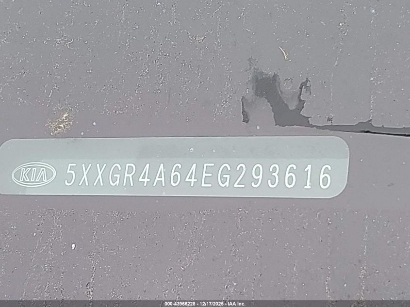 2014 Kia Optima Sx Turbo VIN: 5XXGR4A64EG293616 Lot: 43966228