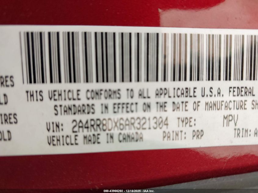 2010 Chrysler Town & Country Touring Plus VIN: 2A4RR8DX6AR321304 Lot: 43966260