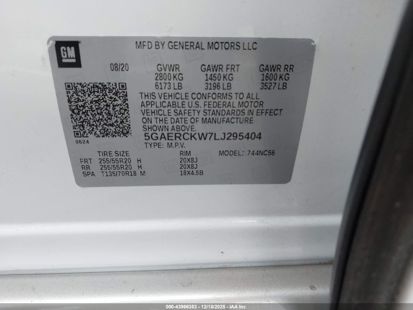 2020 Buick Enclave Fwd Premium VIN: 5GAERCKW7LJ295404 Lot: 43966353