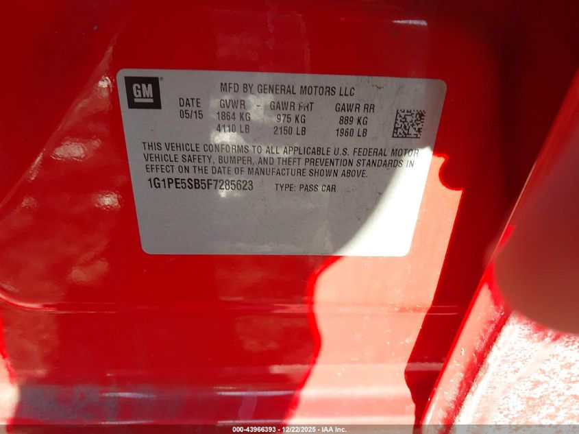 2015 Chevrolet Cruze 2Lt Auto VIN: 1G1PE5SB5F7285623 Lot: 43966393